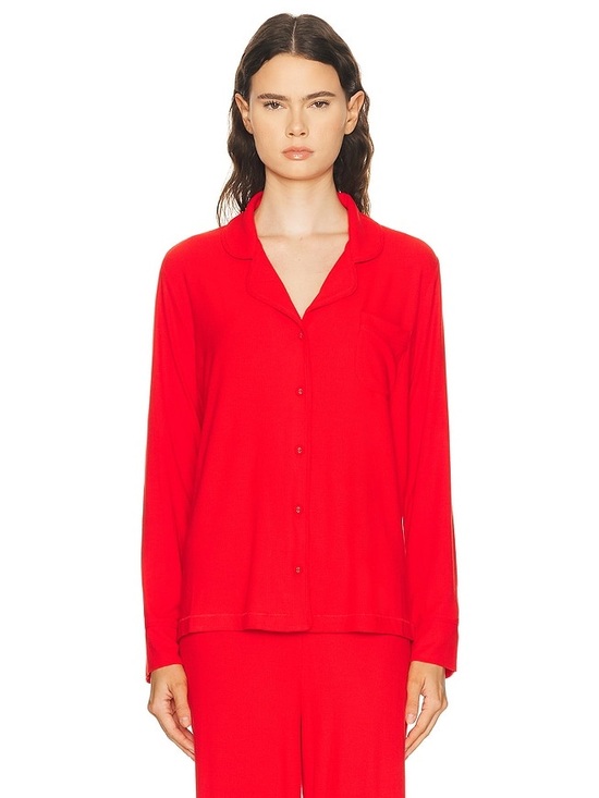 SKIMS Other - Skims Long Sleeve Button Up Sleep Lounge Shirt - Ruby Red